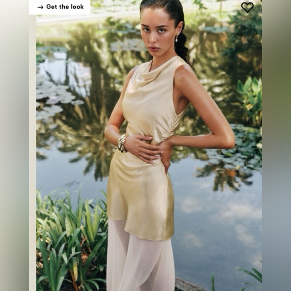NWT Reformation Logan Silk Dress in Blonde